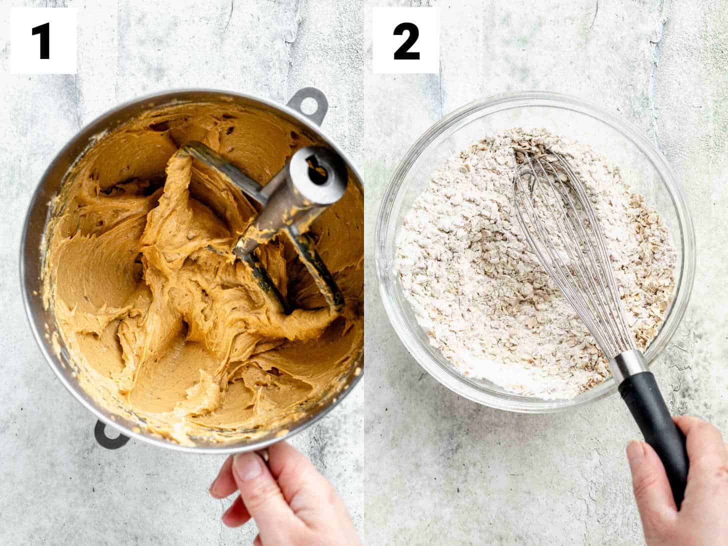 the peanut butter mixture and the dry mix