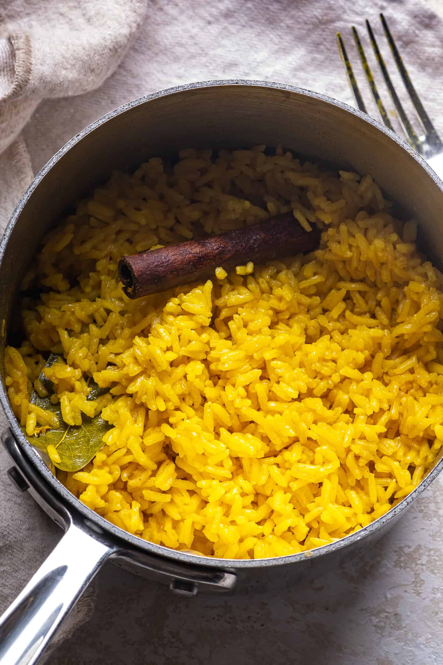 a pot of turmeric rice