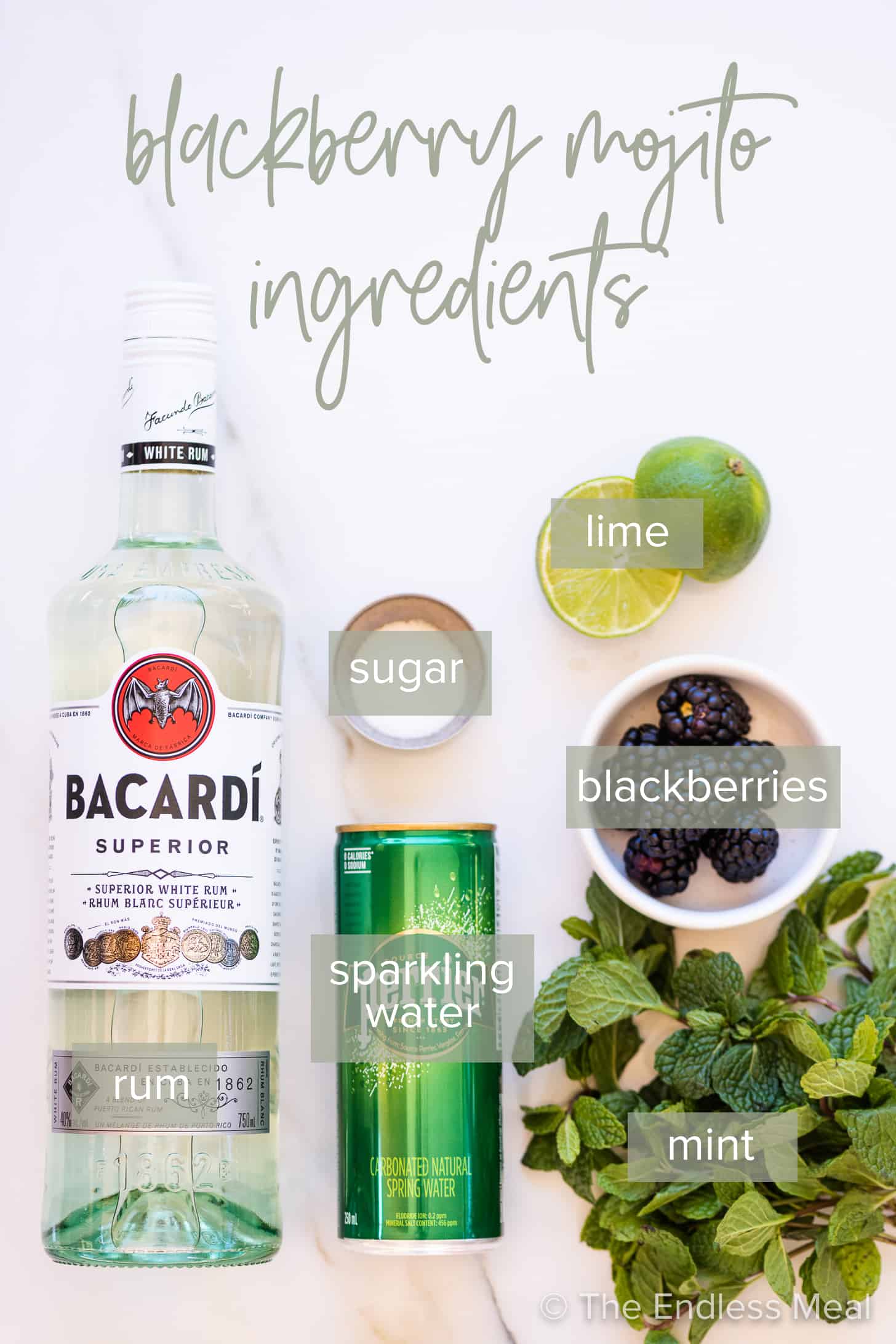 the ingredients needed to make a Blackberry Mojito