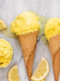 Coconut Lemon Ice Cream in cones