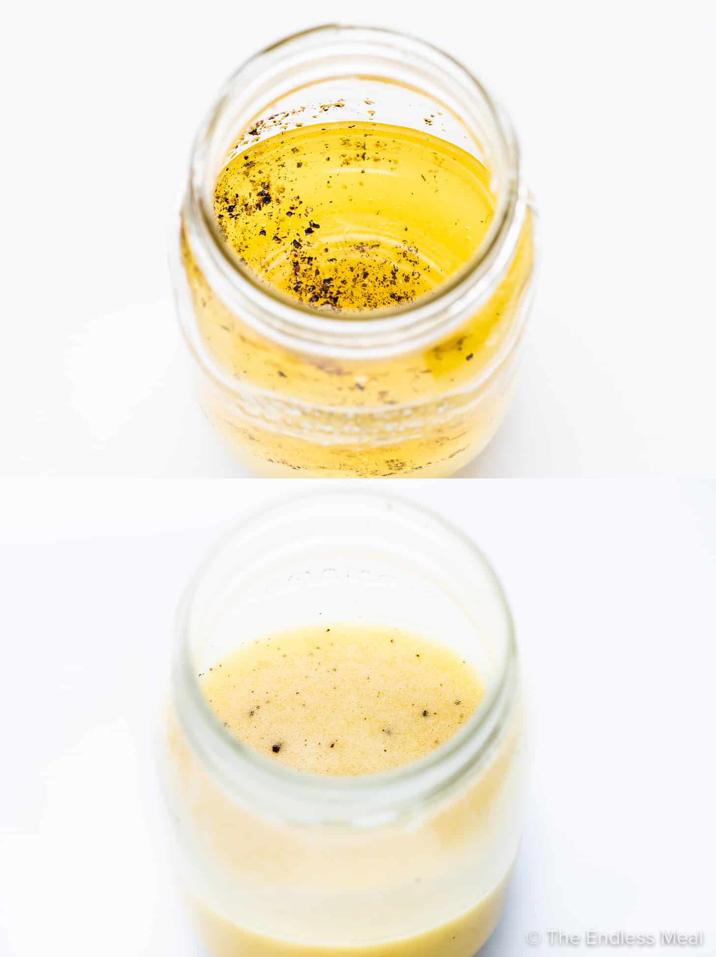 two pictures showing how to make Lemon Salad Dressing