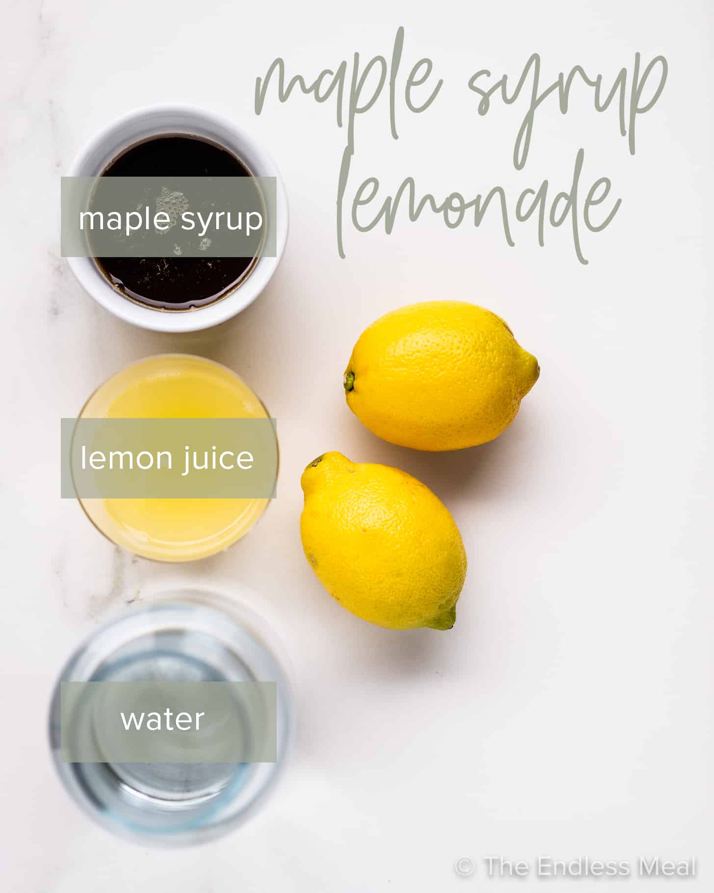 gli ingredienti per fare una limonata d'acero