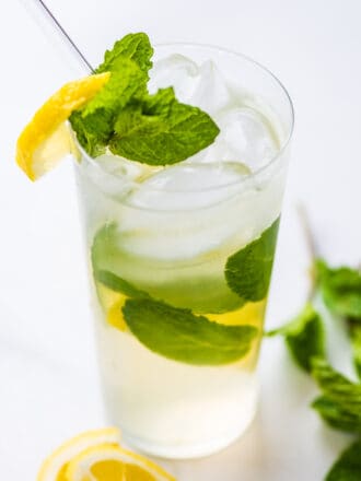 lemonade with mint in a tall glass