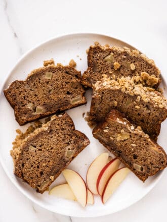 Apple Banana Bread slices on a plate