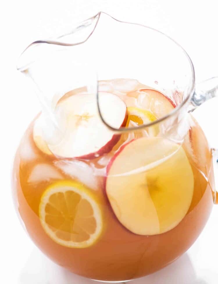a pitcher of apple lemonade