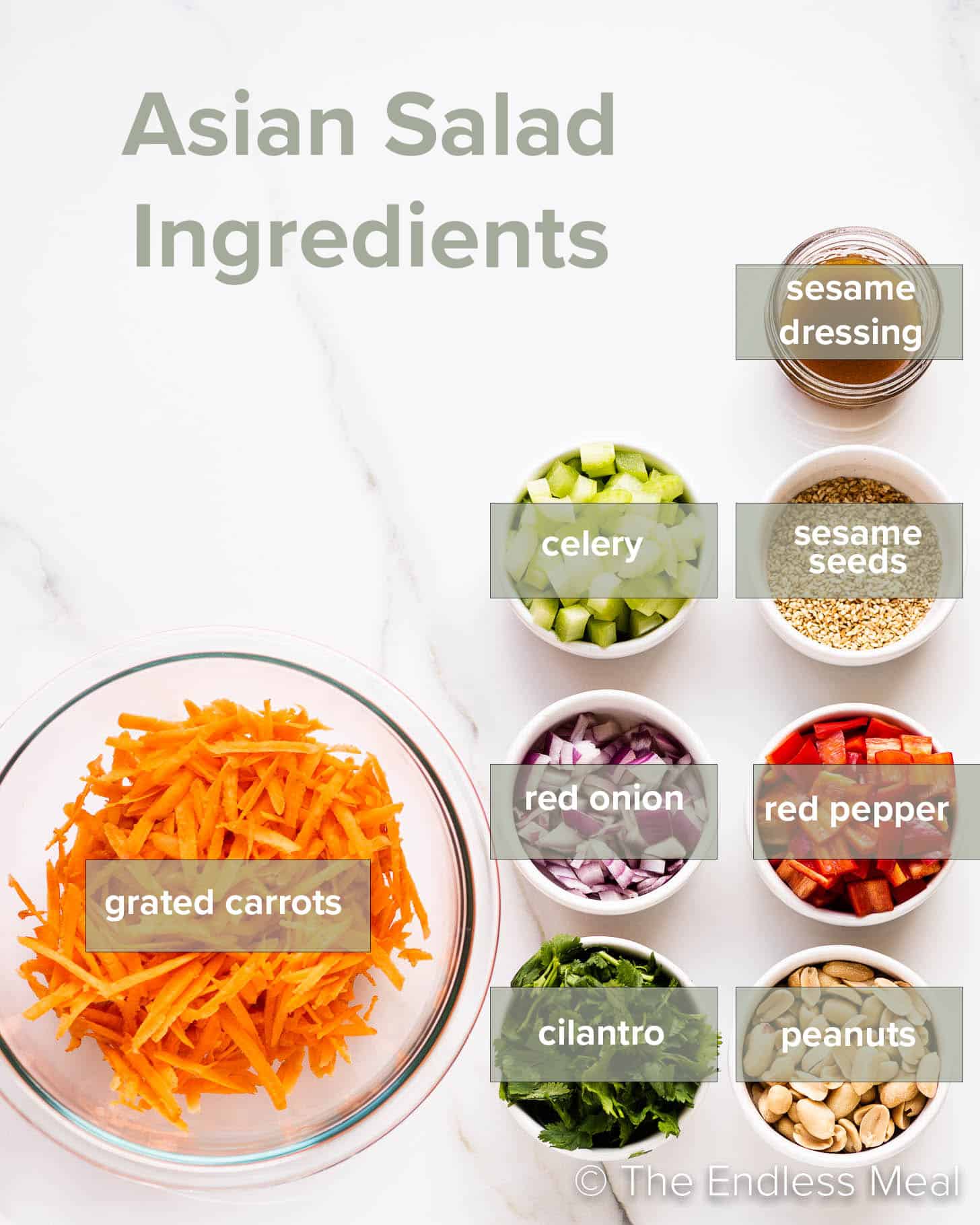 the ingredients needed to make this Asian Salad Recipe
