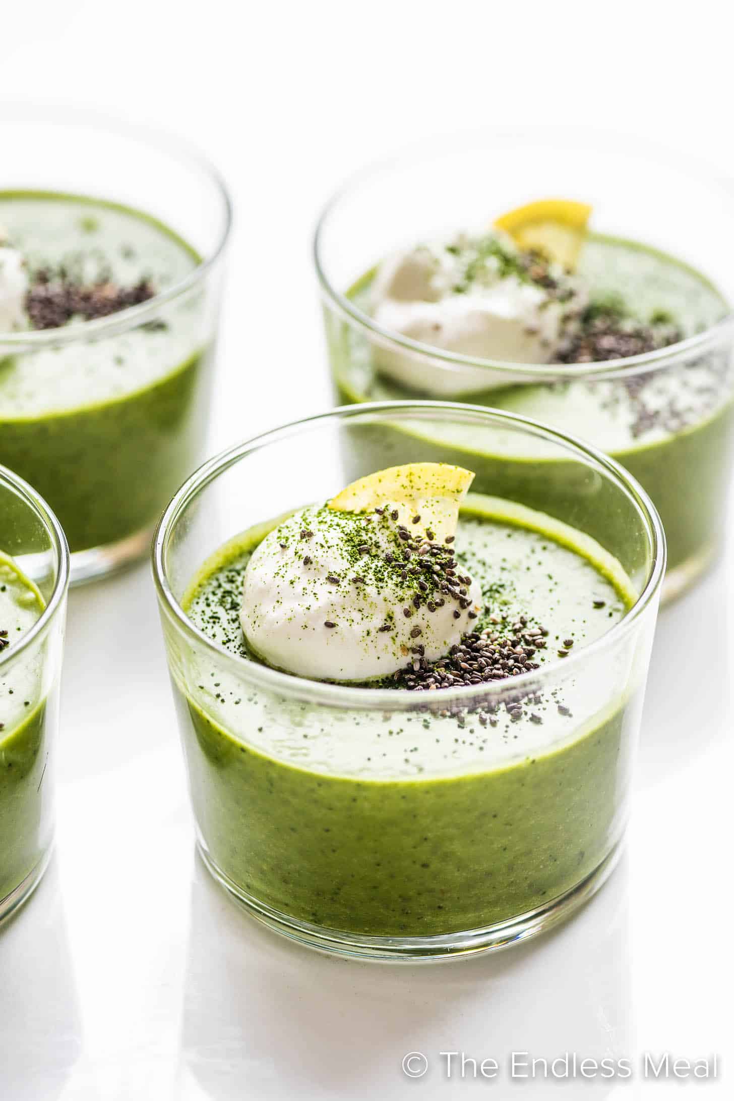 Chia Matcha Pudding in a glass