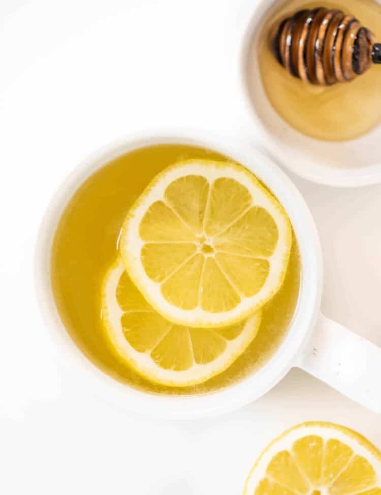 hot lemonade and honey in a mug