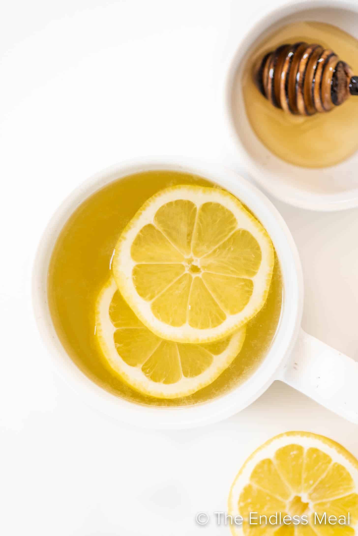 hot lemonade and honey in a mug
