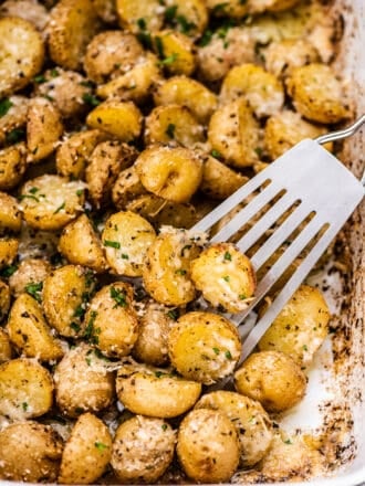 Italian Dressing Potatoes in a pan