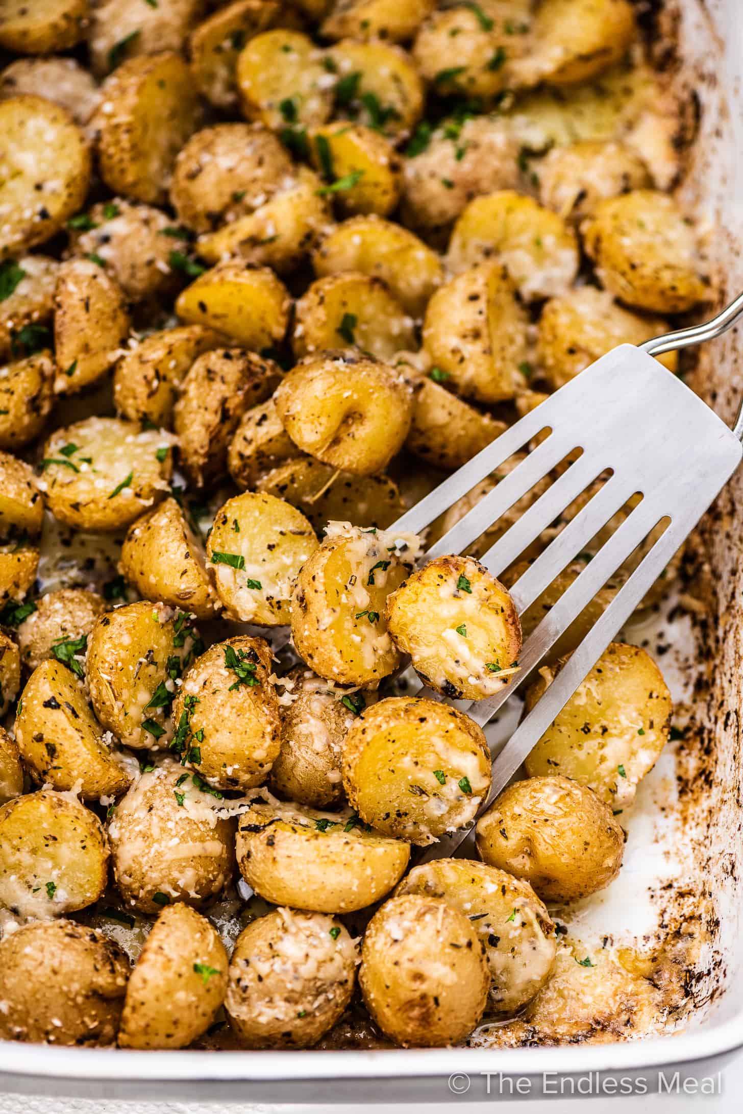 Italian Dressing Potatoes in a pan
