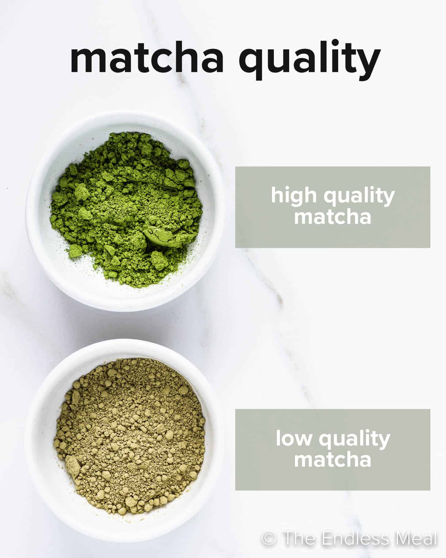 a picture showing the different quality of matcha tea