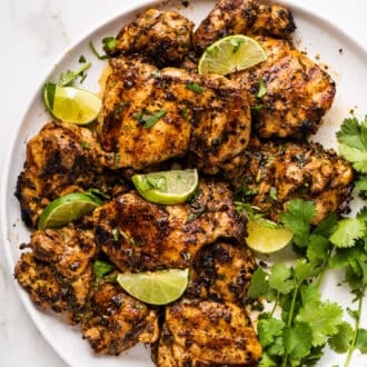 Mexican Chicken Marinade on a white serving plate