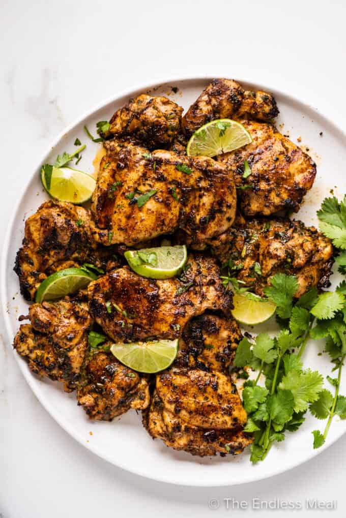 Mexican Chicken Marinade on a white serving plate
