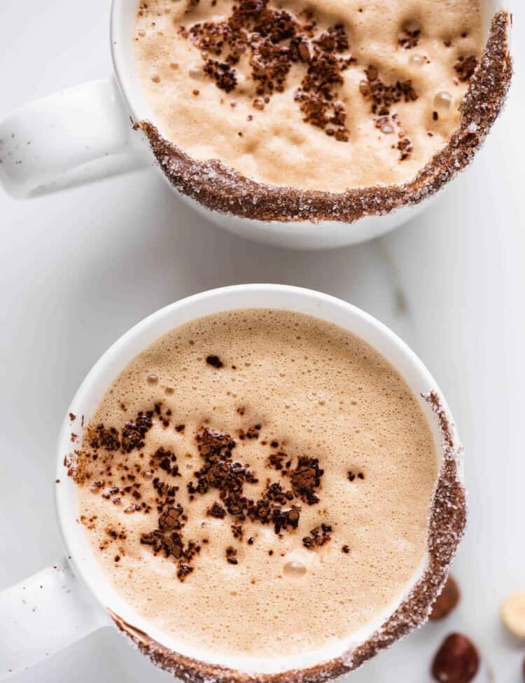 two creamy nutella lattes