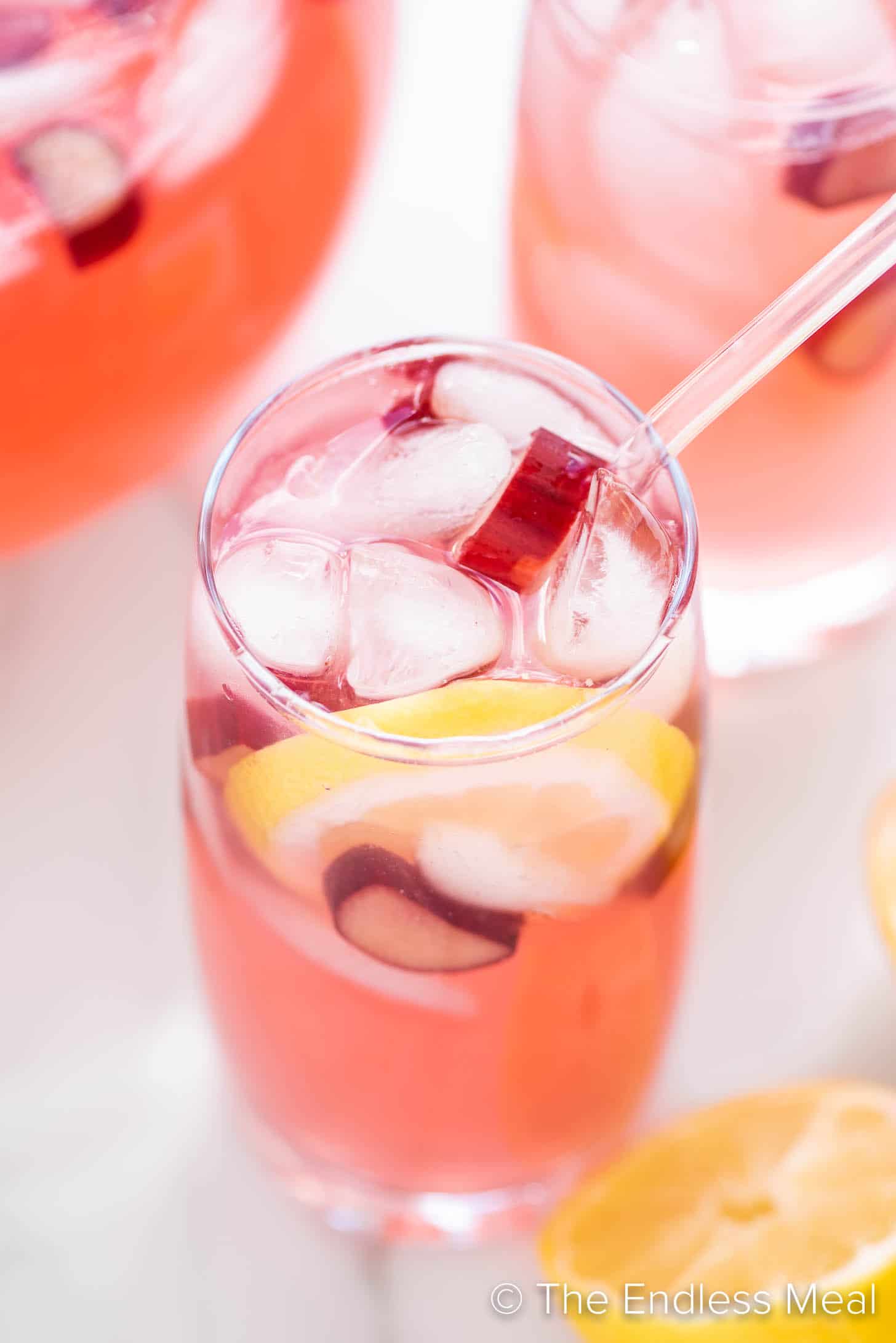 Rhubarb Lemonade in a tall glass
