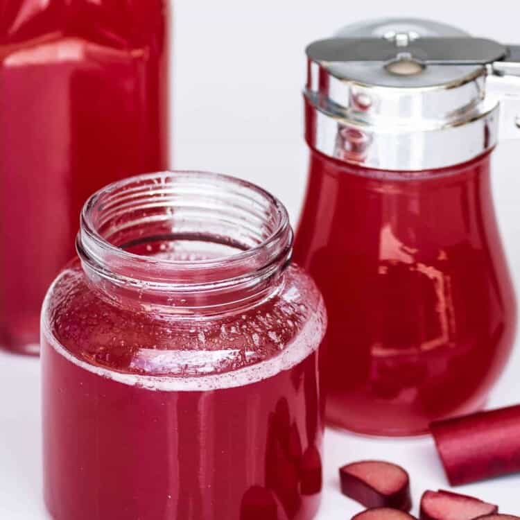 Rhubarb Syrup in jars