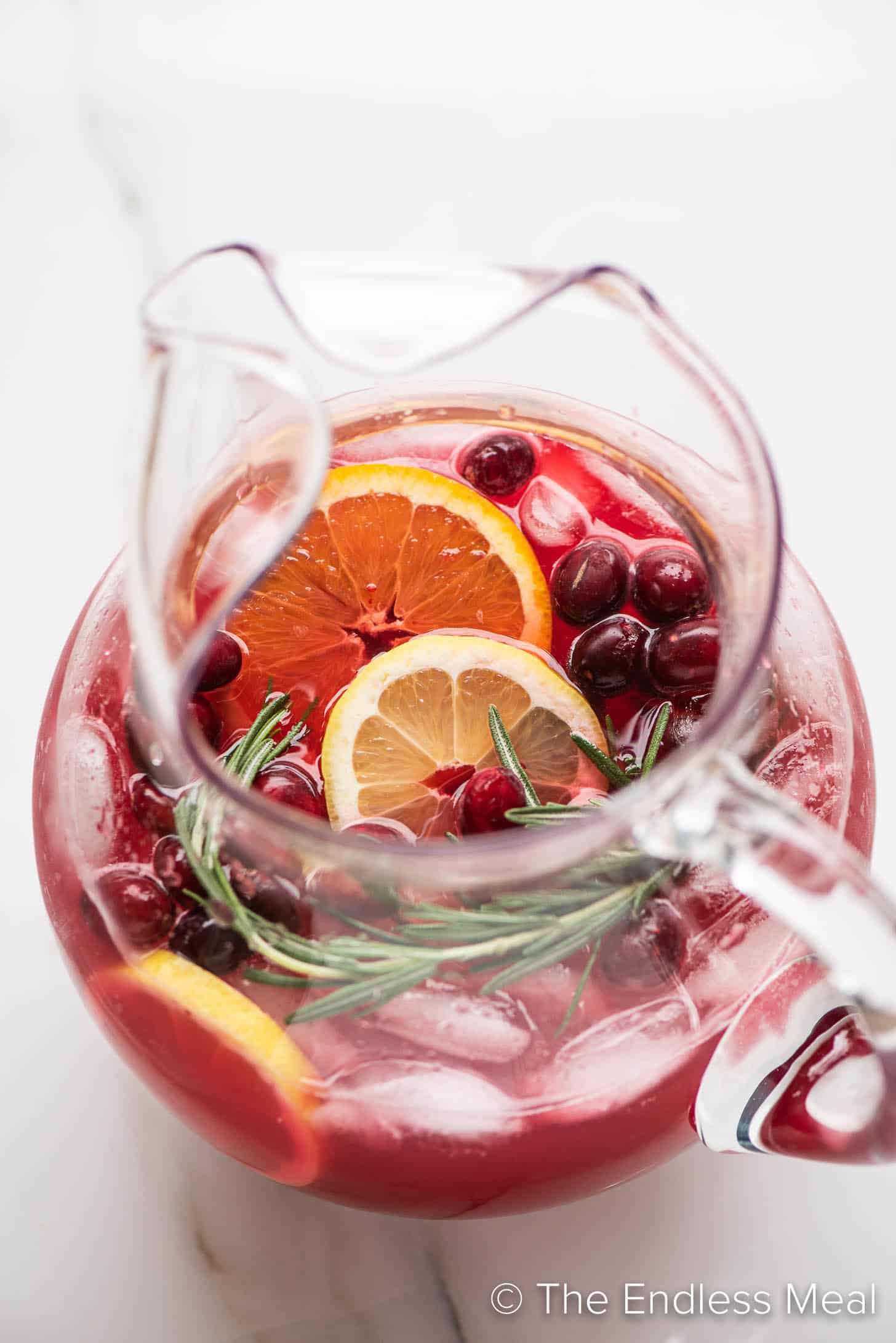 Cranberry Lemonade in a glass pitcher