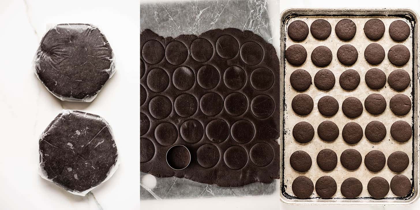 3 pictures showing the second steps about how to make oreo cookies