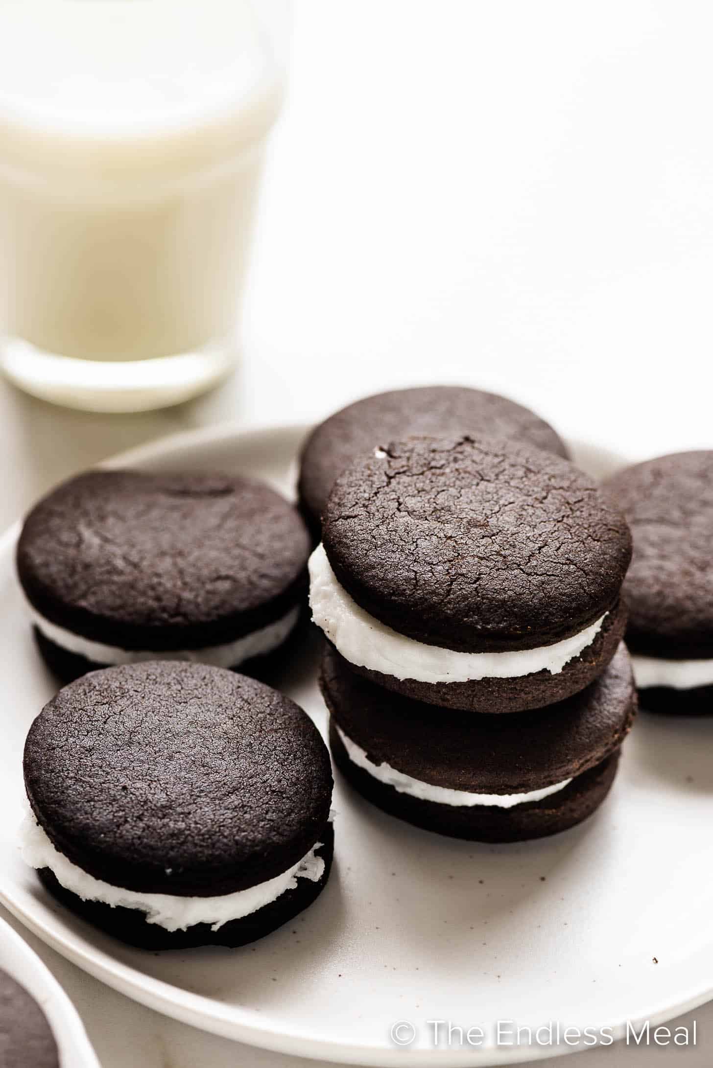 Homemade Oreo Cookies with a glass of milk