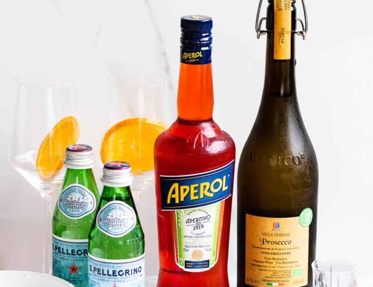 the ingredients needed to make this Aperol Spritz Recipe