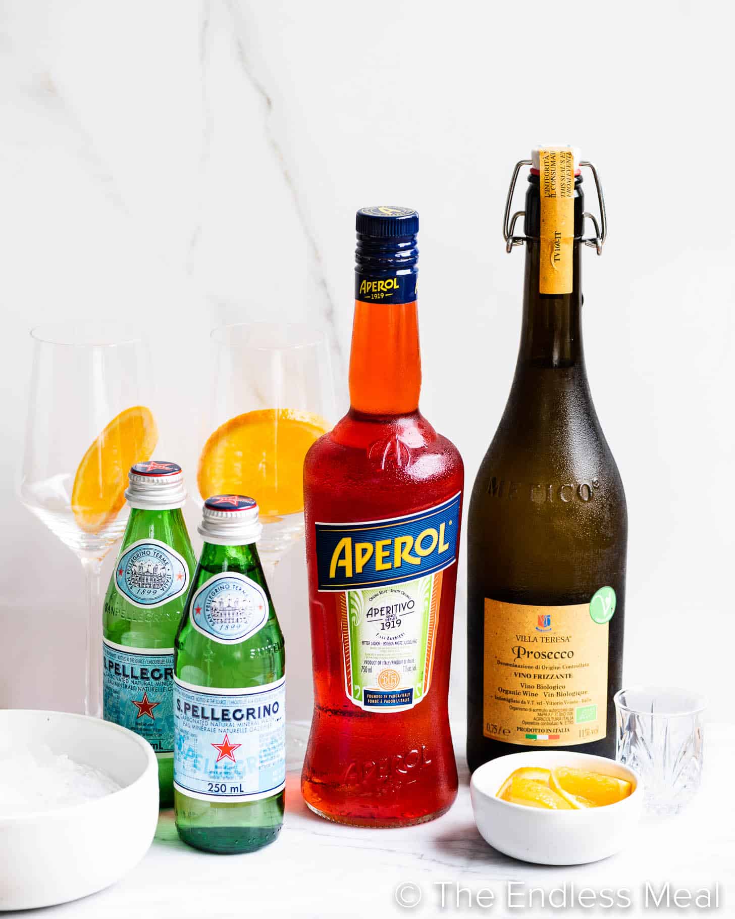 the ingredients needed to make this Aperol Spritz Recipe