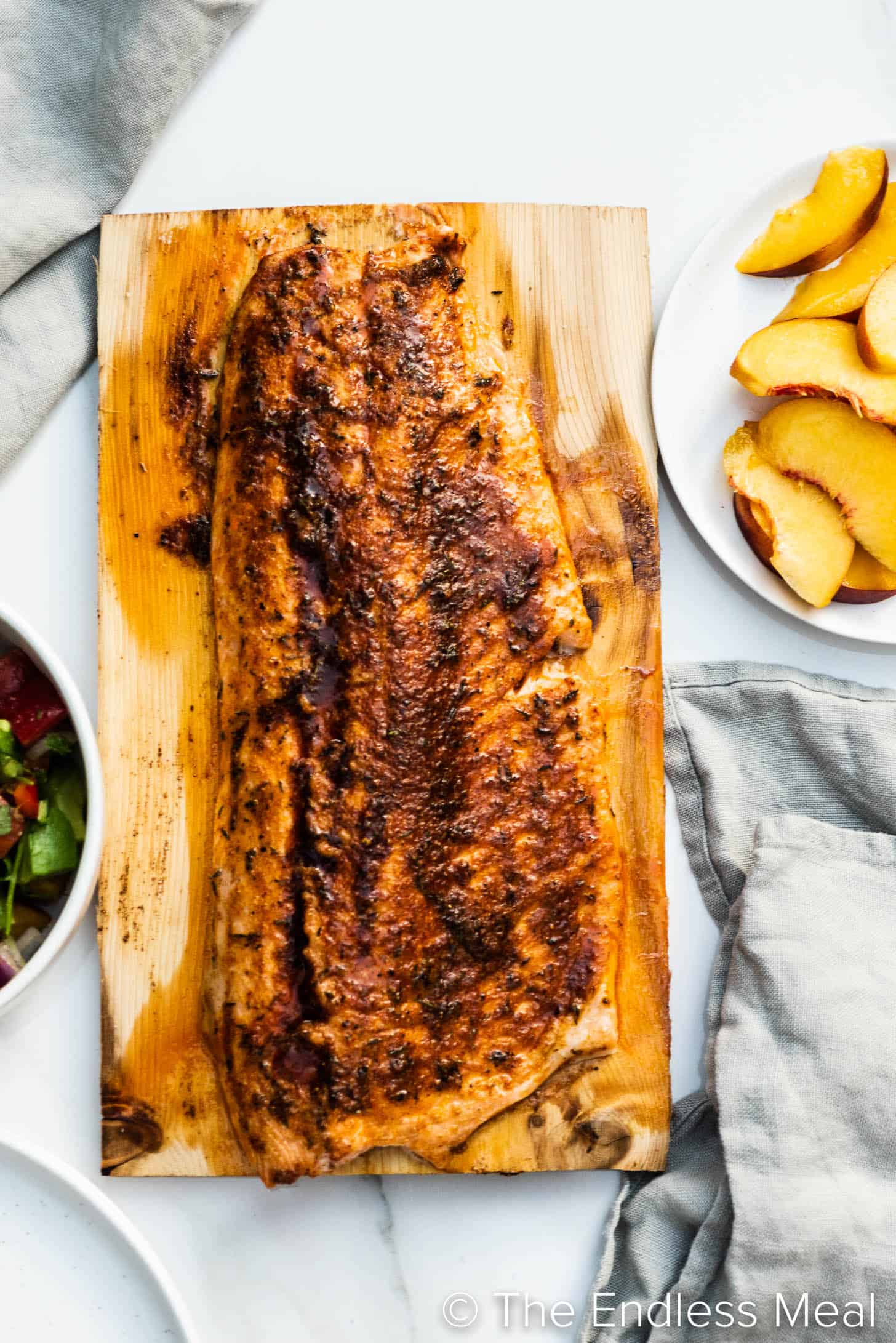 grilled salmon on a cedar plank
