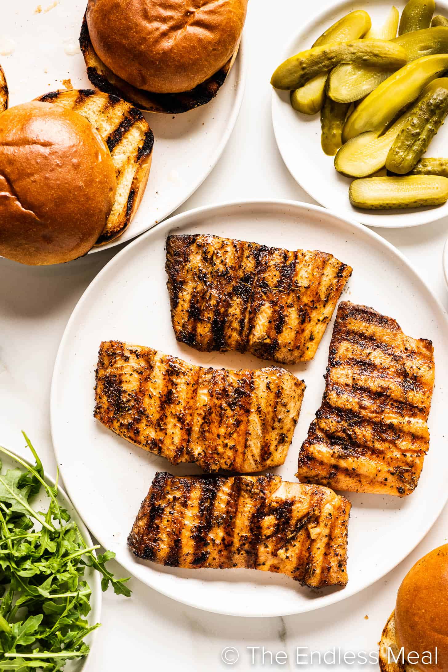 all the ingredients needed to make Grilled Salmon Sandwiches