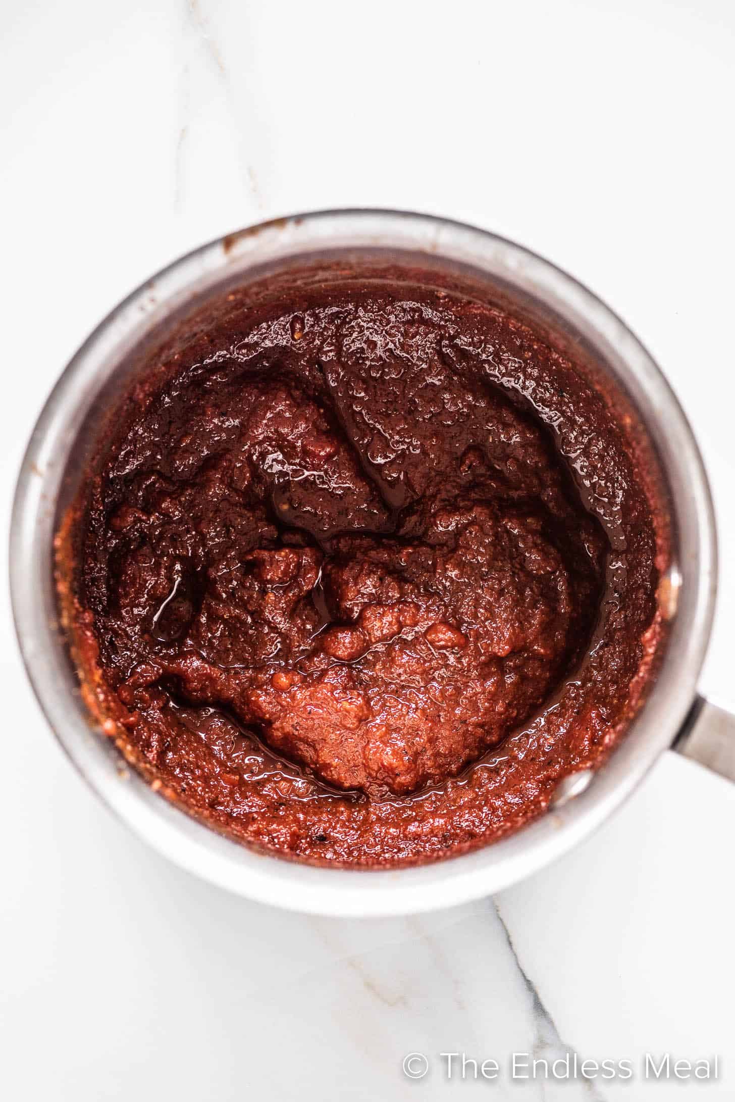 Sweet Spicy Pizza Sauce in a pot