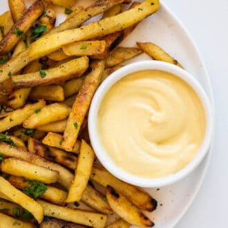 Mayo Mustard Sauce on a plate with fries