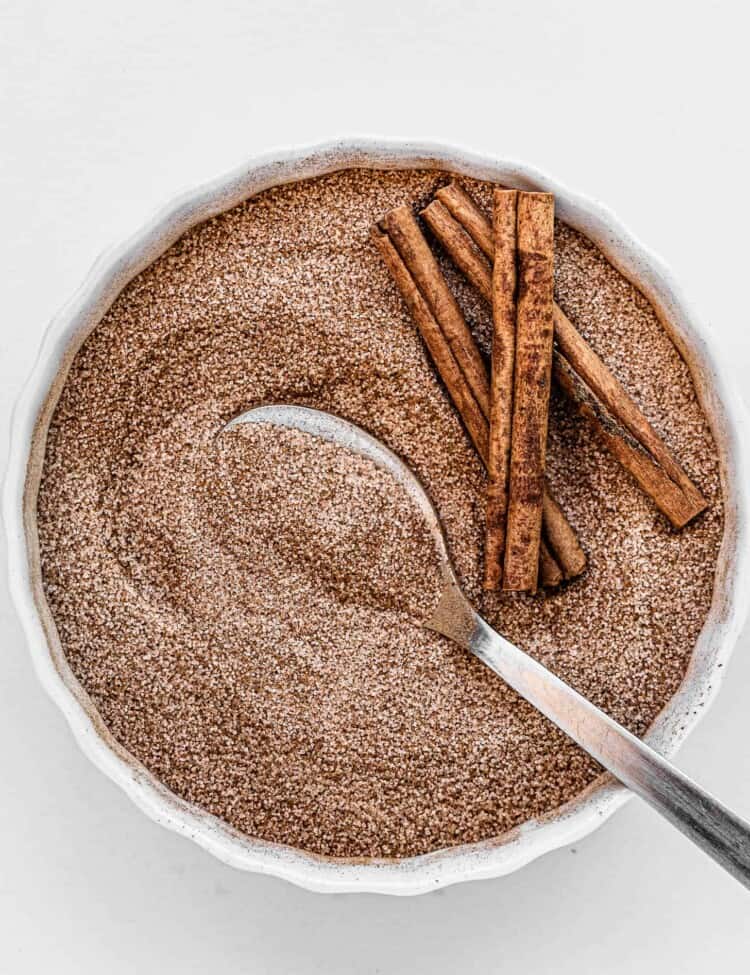 a spoon in a bowl of Cinnamon Sugar