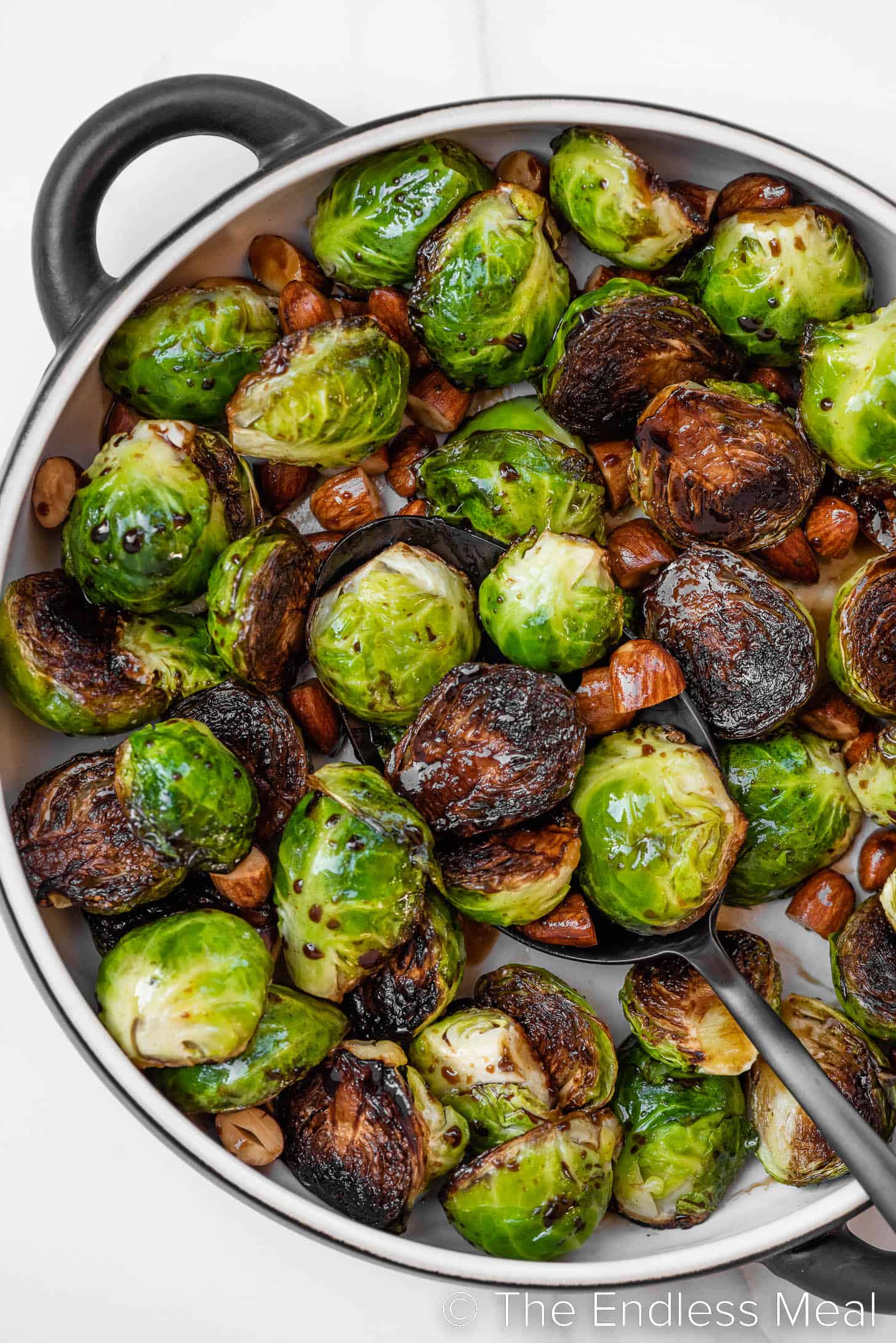 a close up of brussels sprouts pan fried