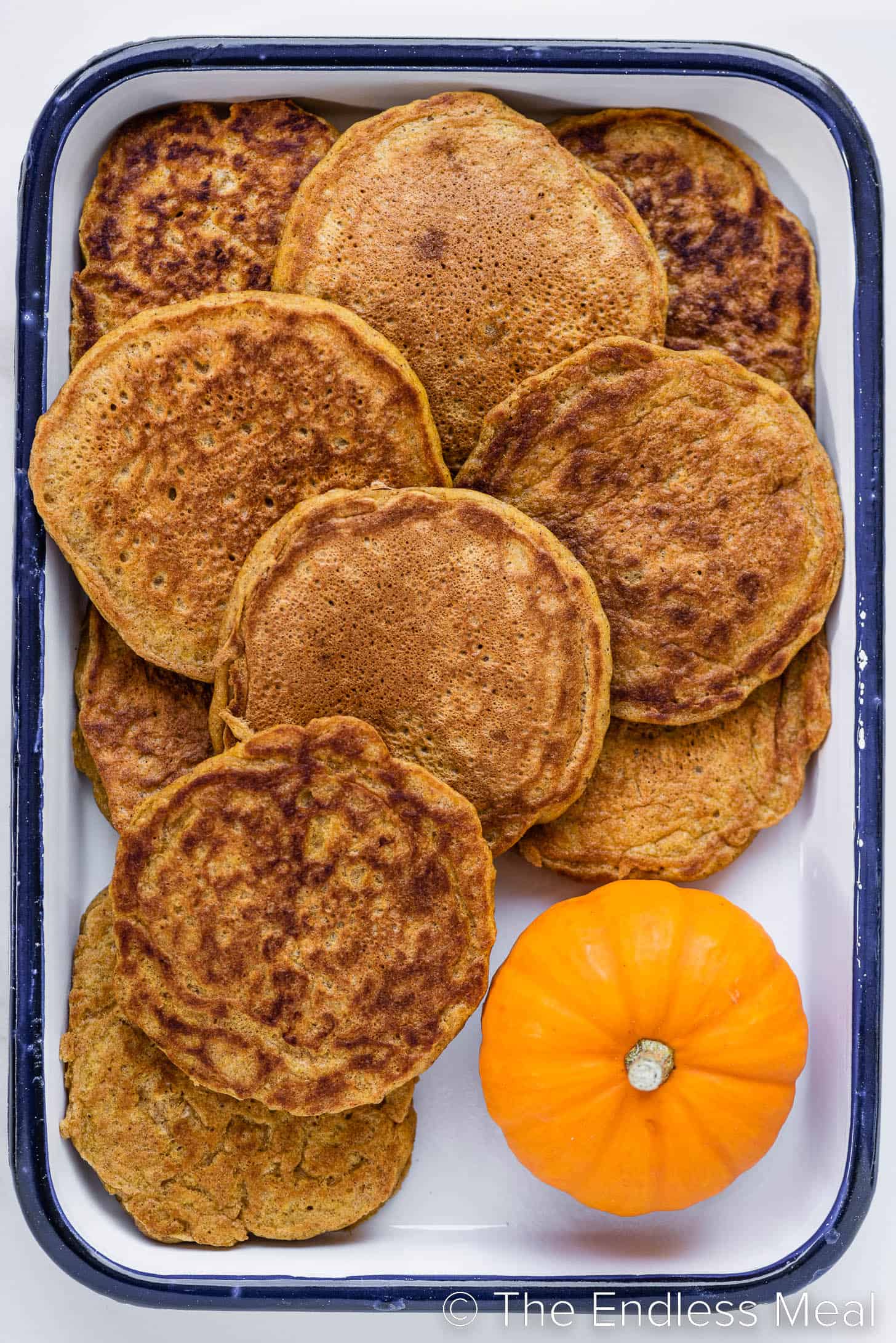 Pumpkin Pancakes stacked in a dish