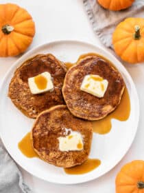 A plate of three Pumpkin Spice Pancakes