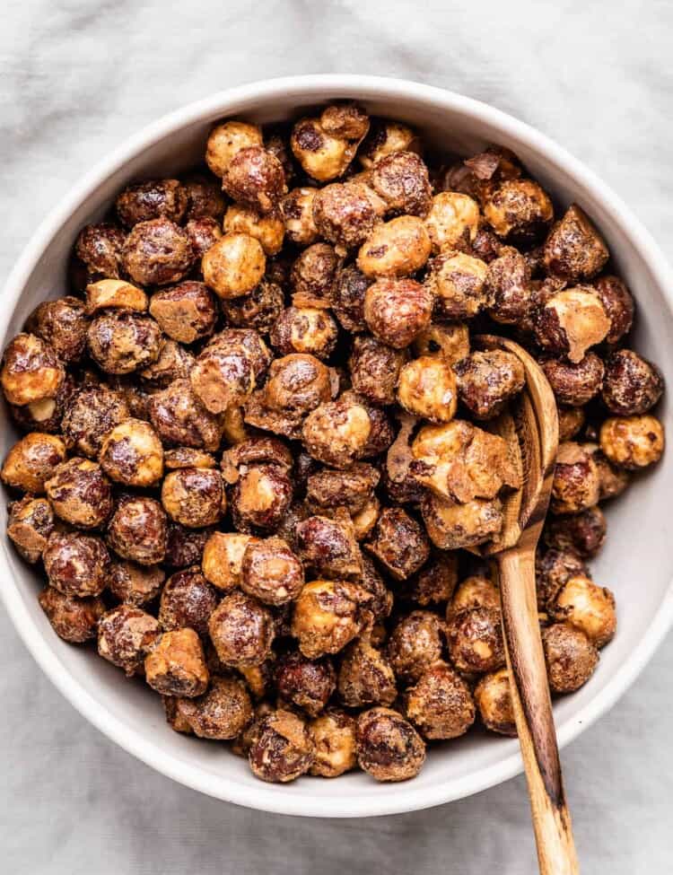 Candied Hazelnuts in a serving bowl