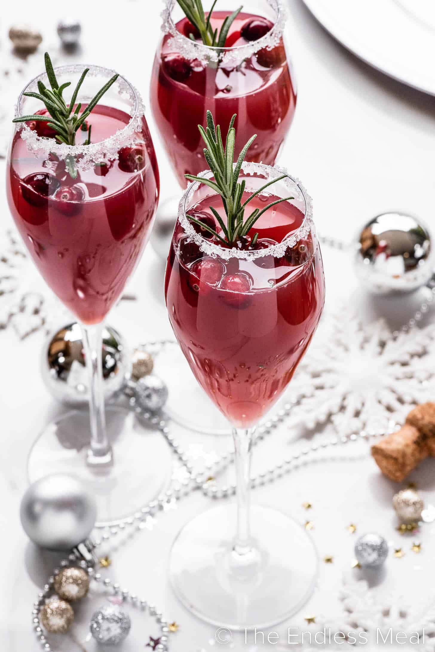 Christmas cranberry mimosas