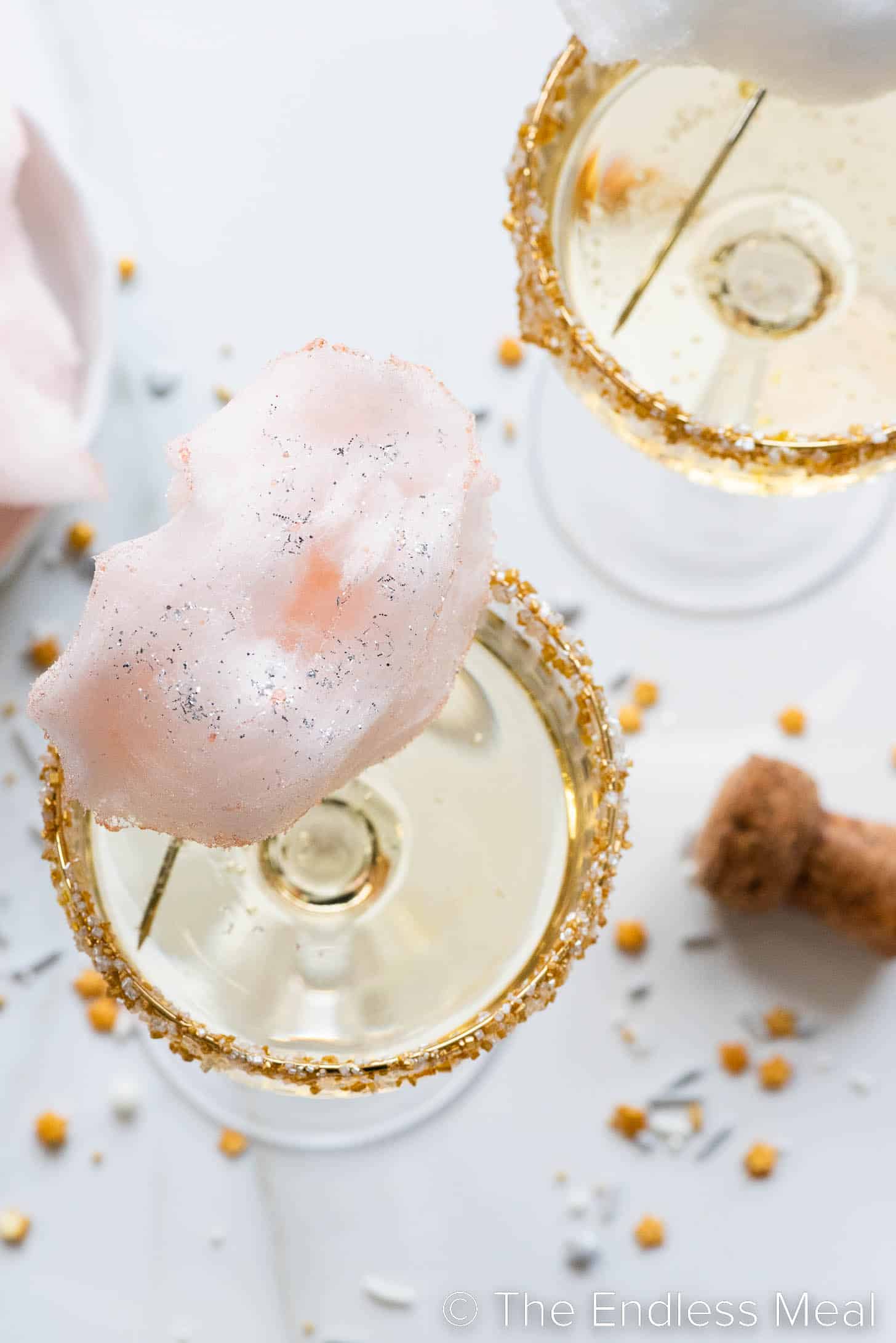 two glasses of Cotton Candy Champagne