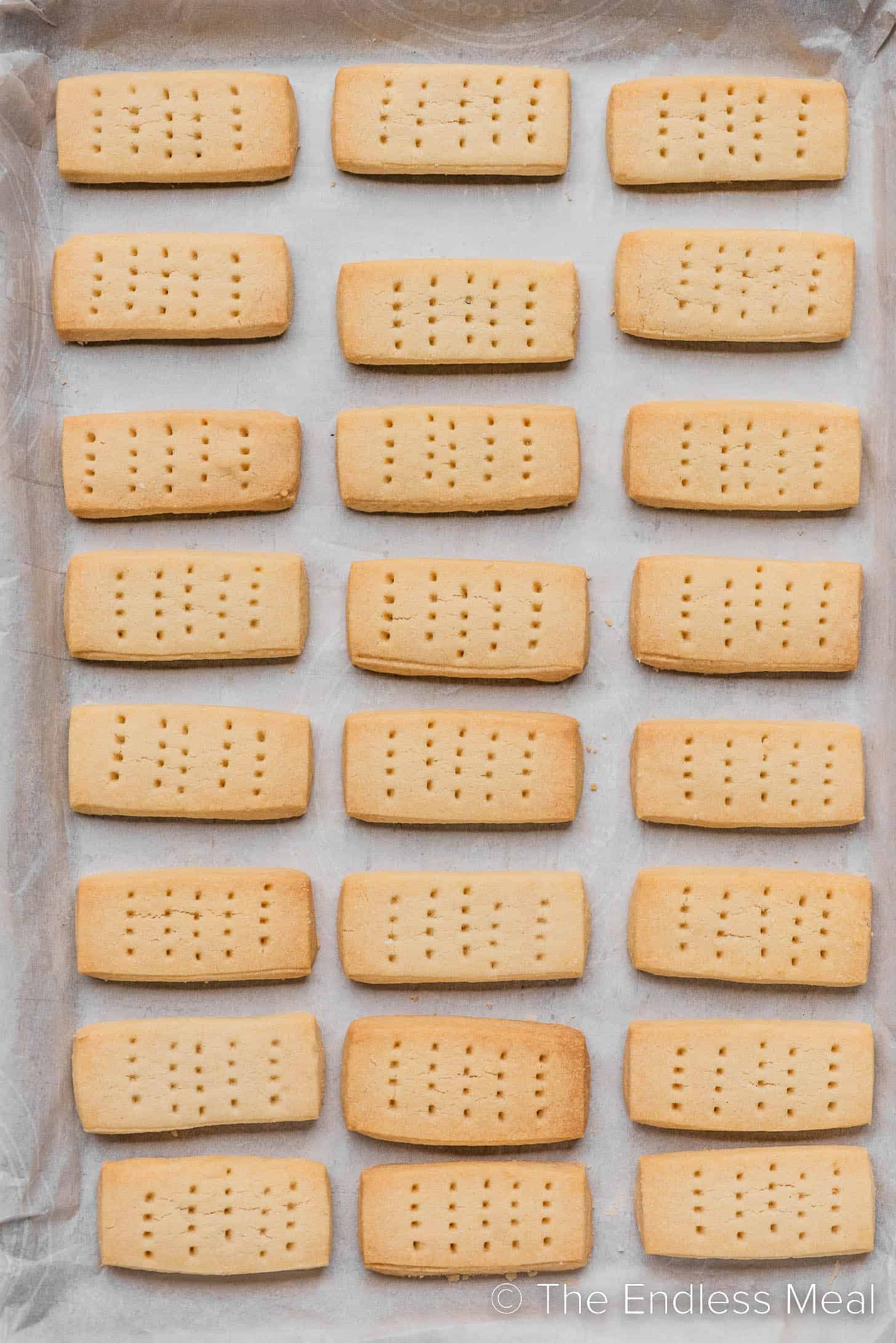 Scottish Shortbread Cookies on a baking tray