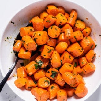 Buttered Carrots in a serving dish