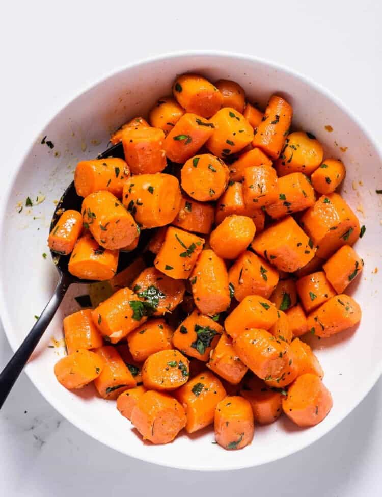 Buttered Carrots in a serving dish