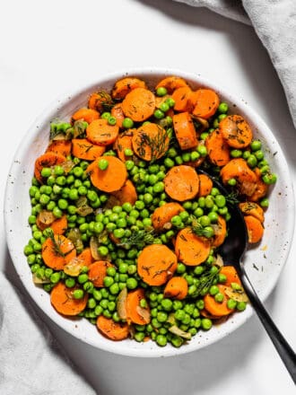 Peas and Carrots in a serving bowl