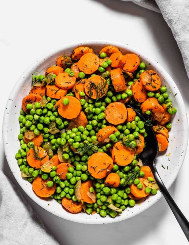 Peas and Carrots in a serving bowl