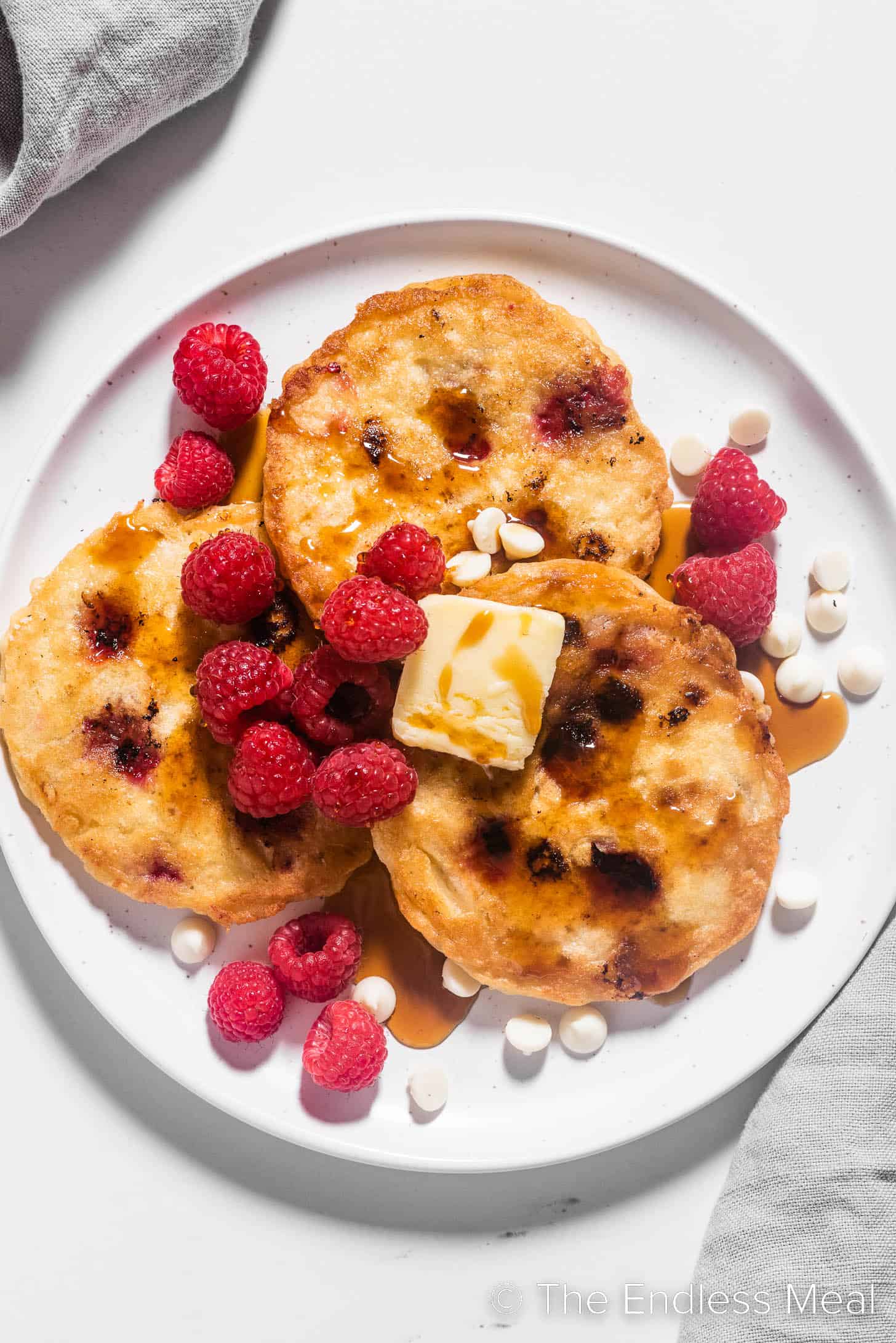 Raspberry Pancakes with White Chocolate Chips