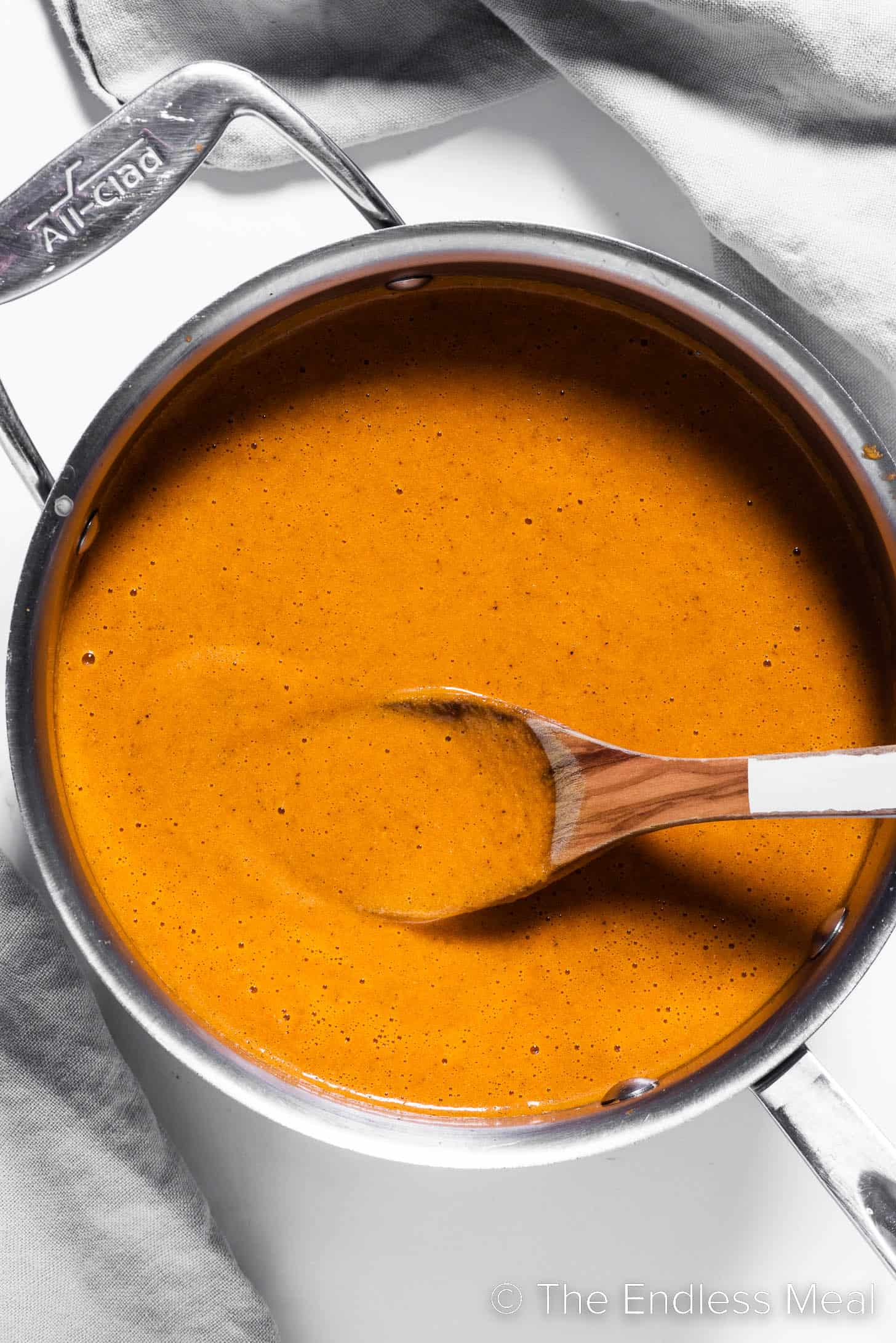 Tomato Cheddar Soup in a pot