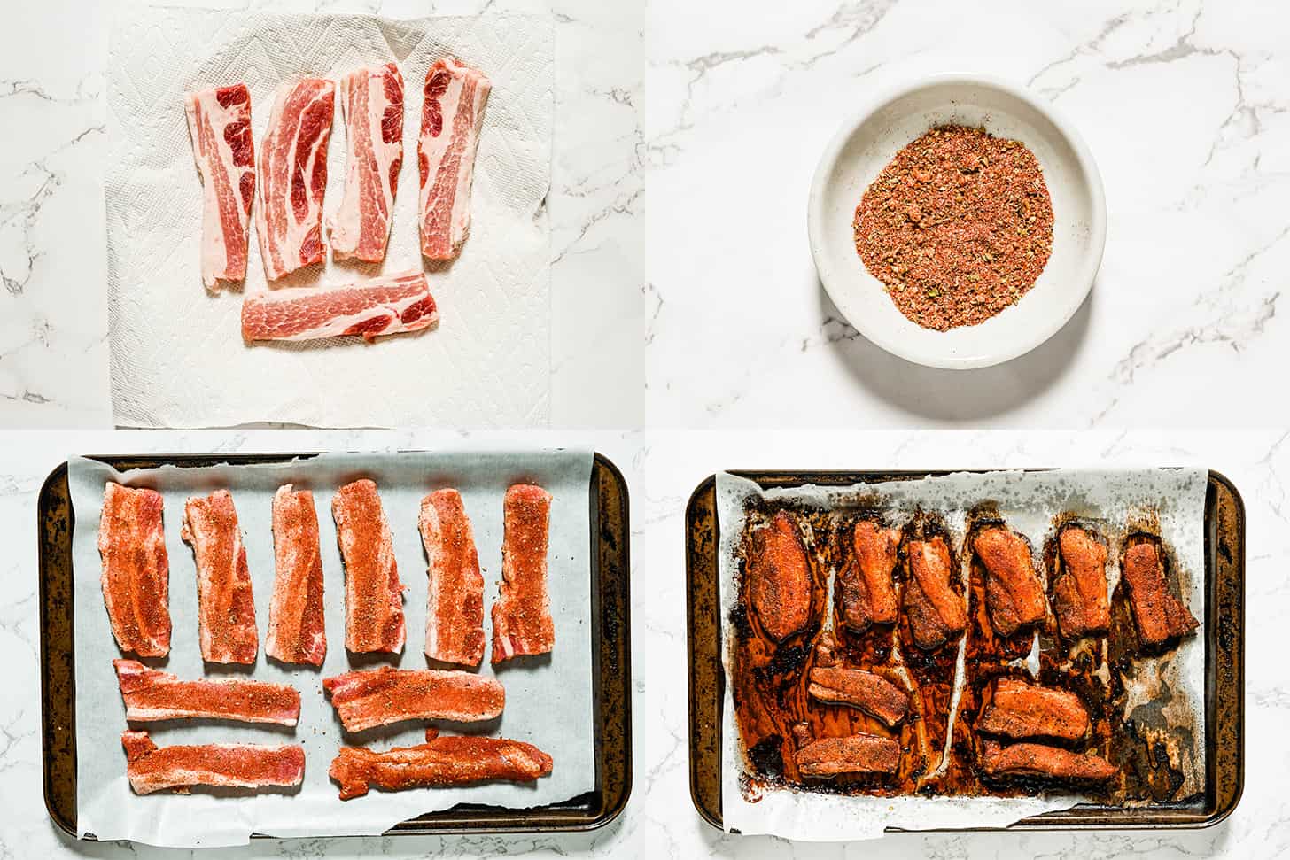 4 pictures showing how to cook this Pork Belly Slices Recipe.