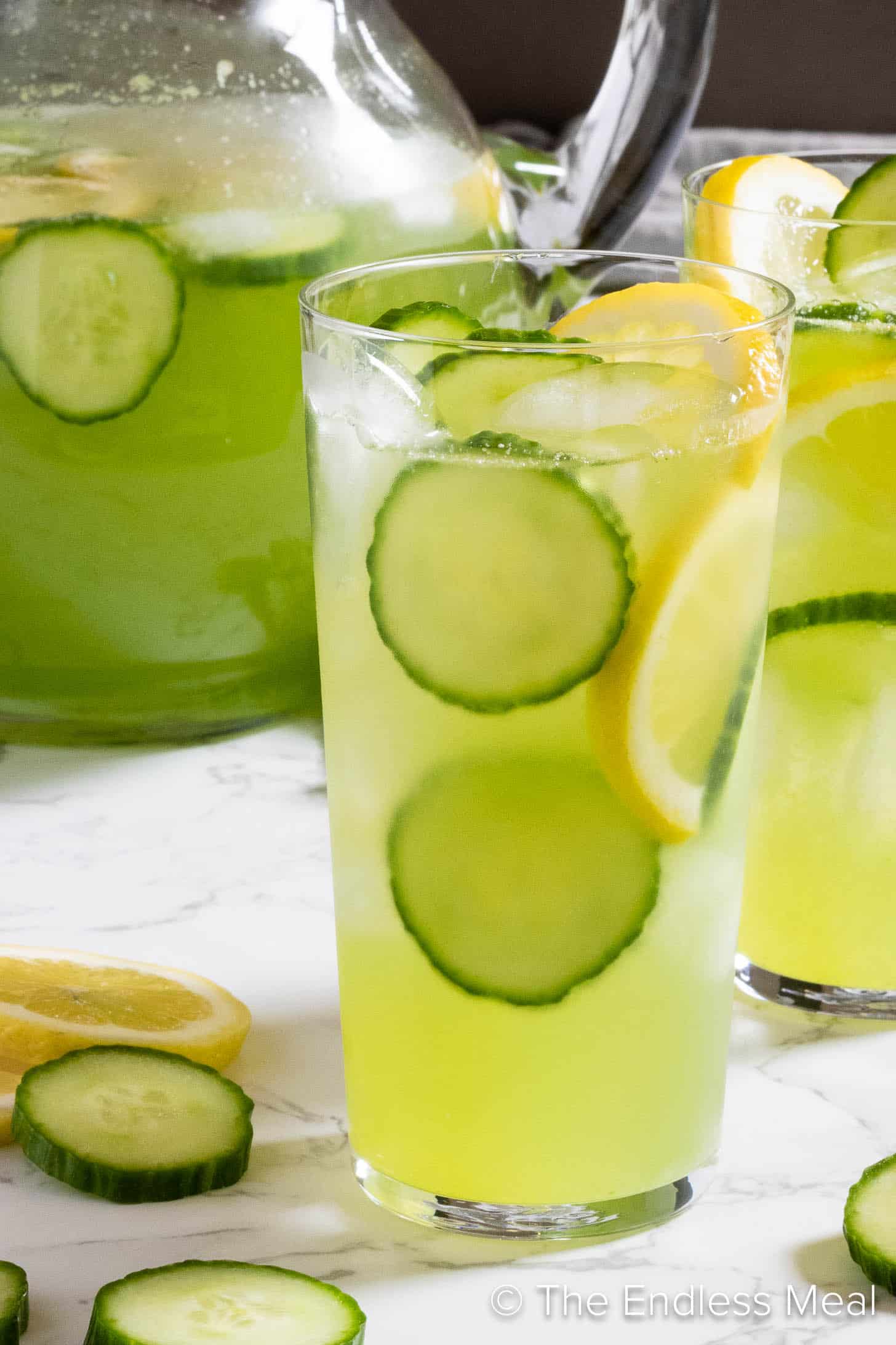 a tall glass of this Cucumber Lemonade recipe