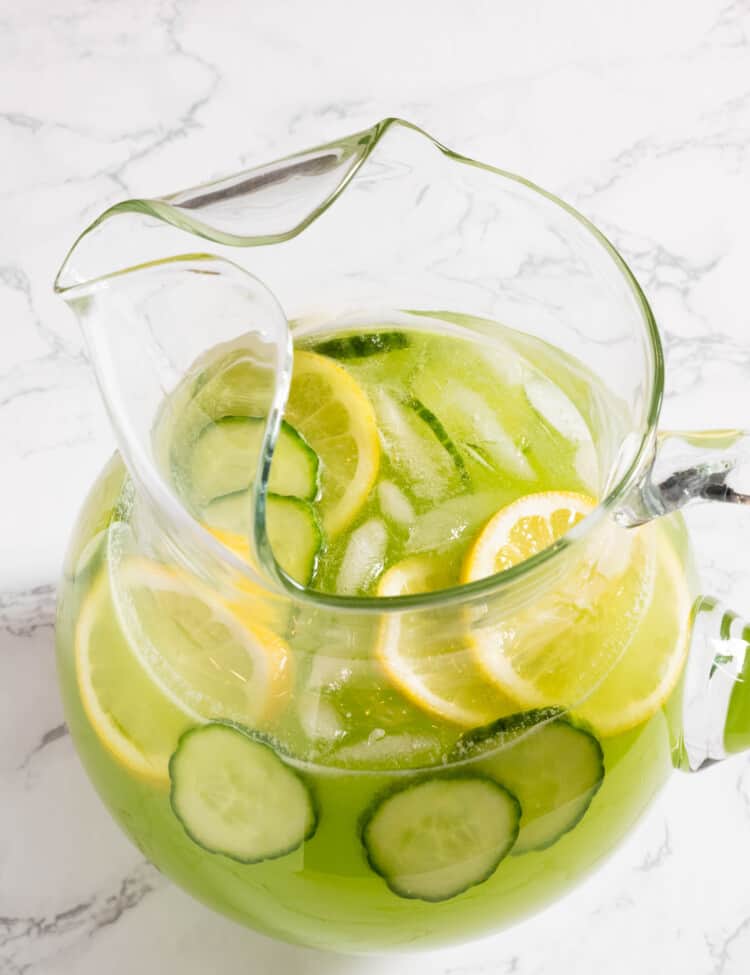 Cucumber Lemonade in a pitcher