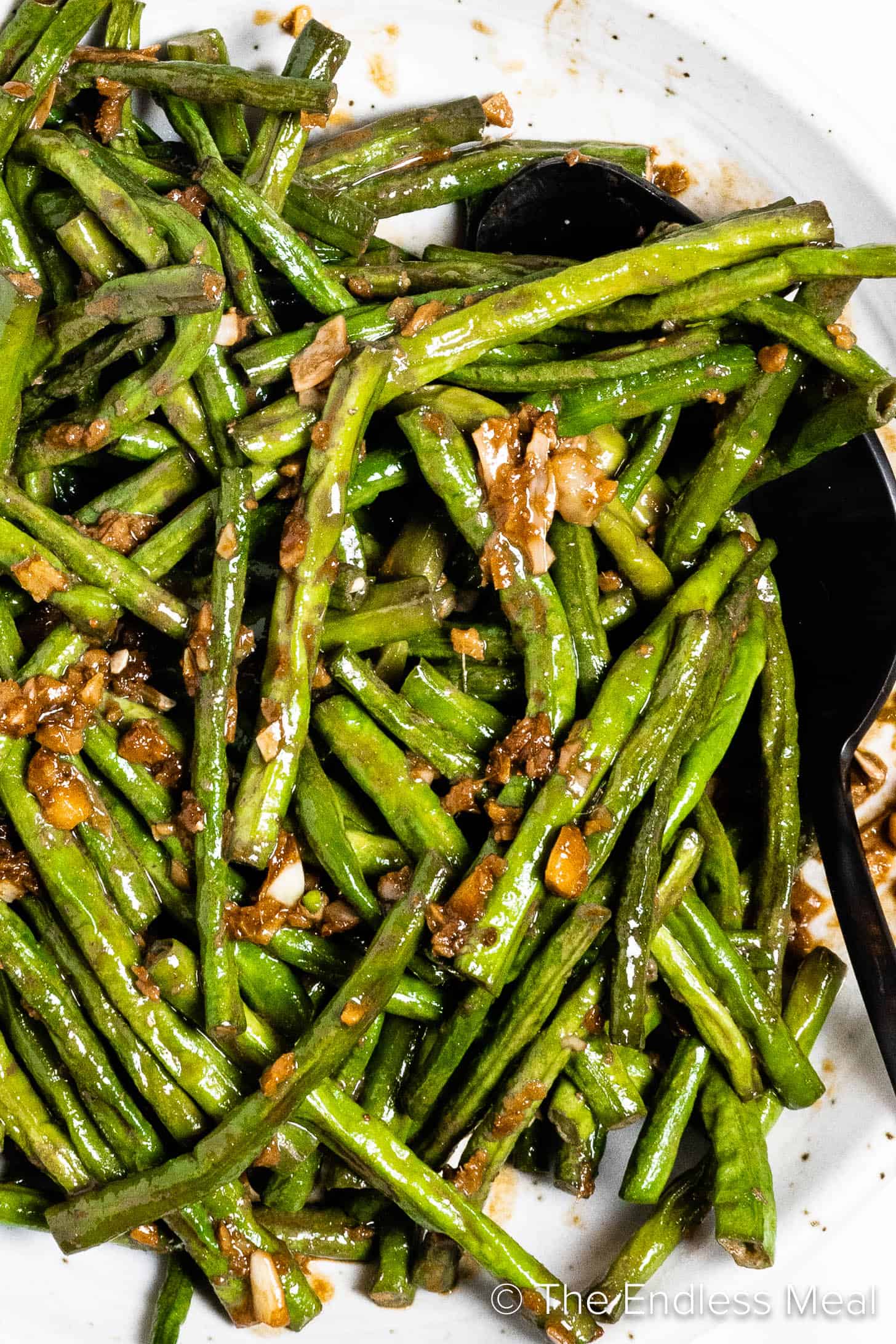 A close up of this recipe for long beans