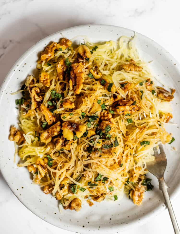 Brown Butter Sage Spaghetti Squash Recipe on a plate