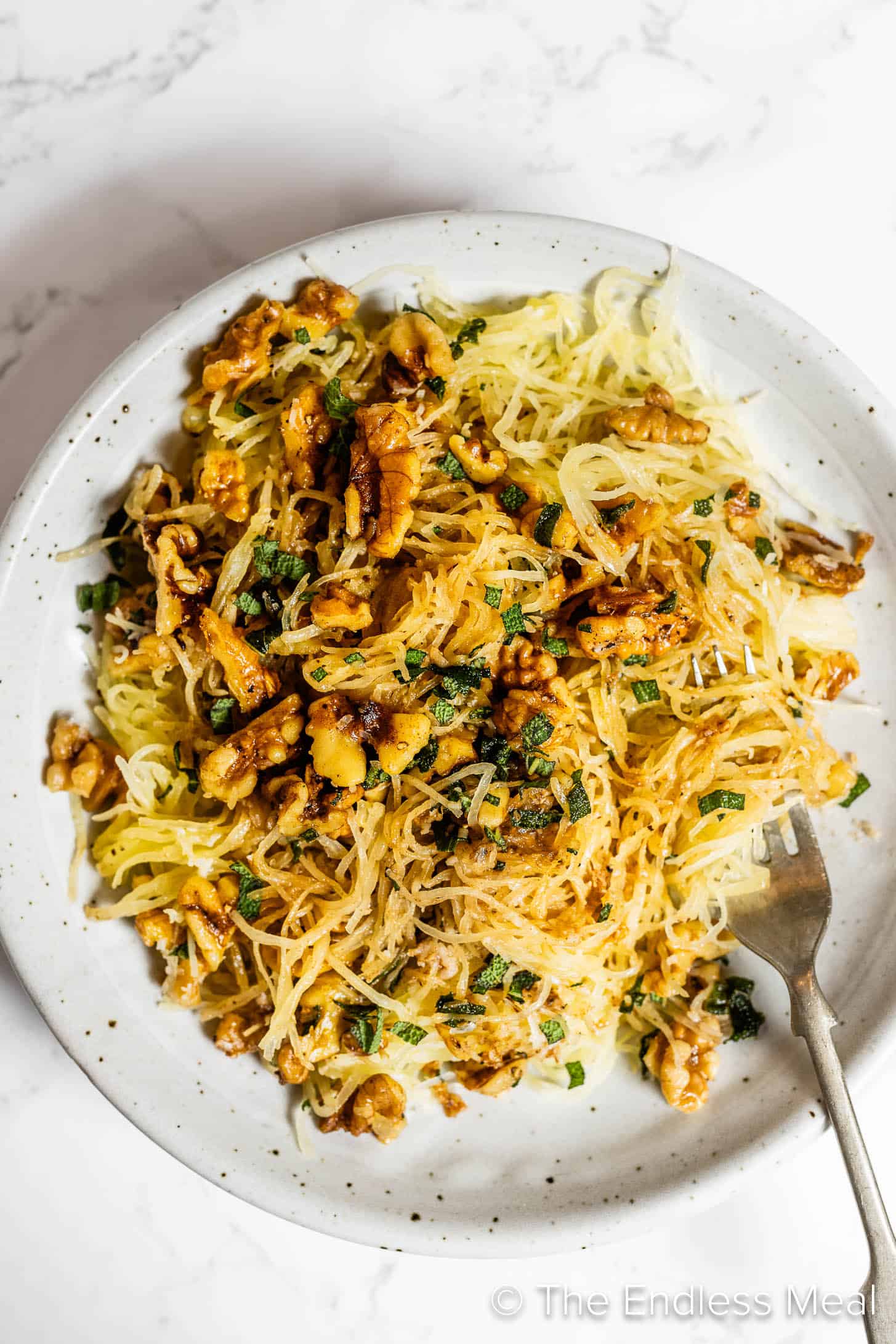 Brown Butter Sage Spaghetti Squash Recipe on a plate